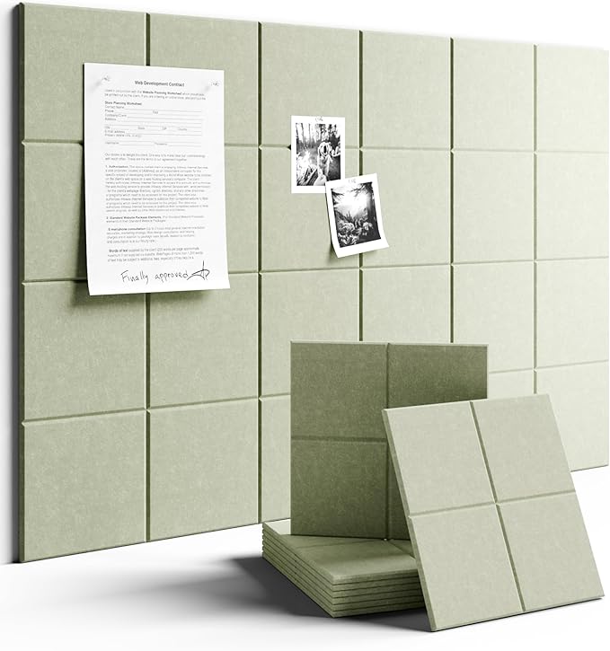 Large Felt Bulletin Board 36" x 24"Cork Board Alternative-6 Pack with 40 Safe Removable Adhesive Tabs, Cork Boards for Walls Cork Board for Home Office Classroom Pin Board-Sage