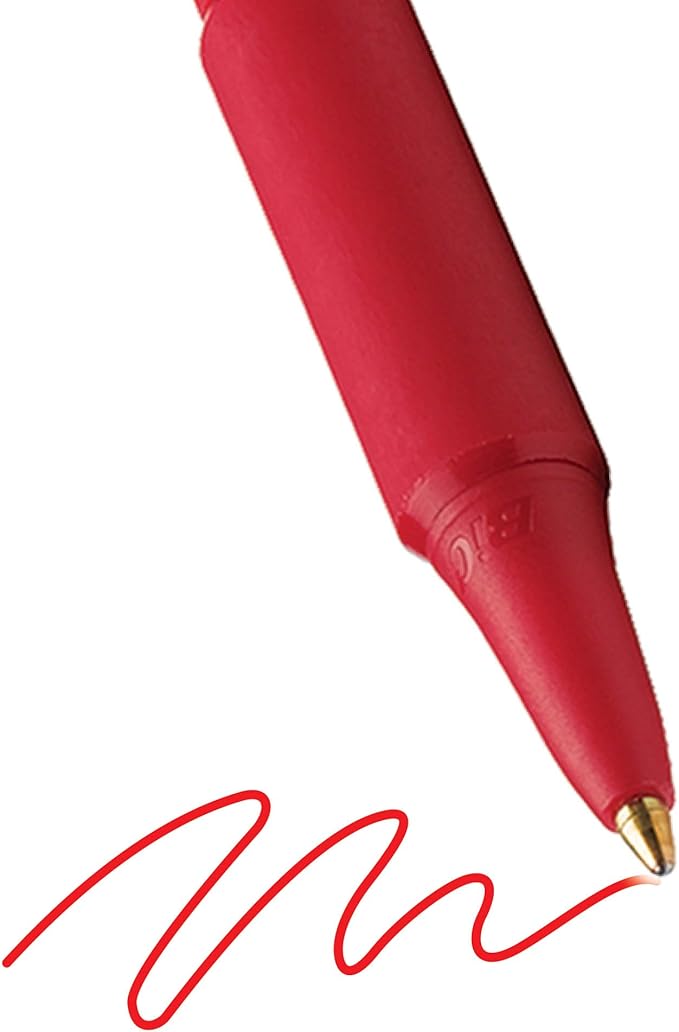 BIC Soft Feel Red Retractable Ballpoint Pens, Medium Point (1.0mm), 12-Count Pack, Red Pens With Soft-Touch Comfort Grip