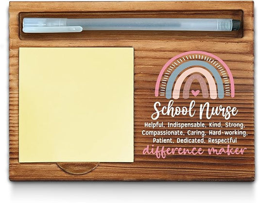 School Nurse Sticky Note Holder, School Nurse Office Decor, School Nurse Gifts, School Nurse Thank You Appreciation Gifts for Women Self-Stick Note Pad Holders WPP3