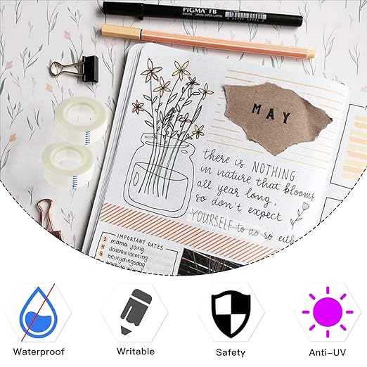 OWLKELA 12 Rolls Matte Adhesive Tape, Matte Finish Invisible Tape, Foggy Translucent Tape Great for Correction and Labeling, Compatible with Standard Tape Dispenser, 0.7 in x 1000 Inches