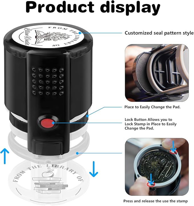 Custom Self-Inking Stamps | Personalized Book Stamp Gift for Book Lovers | 5 Ink Colors (Style03)