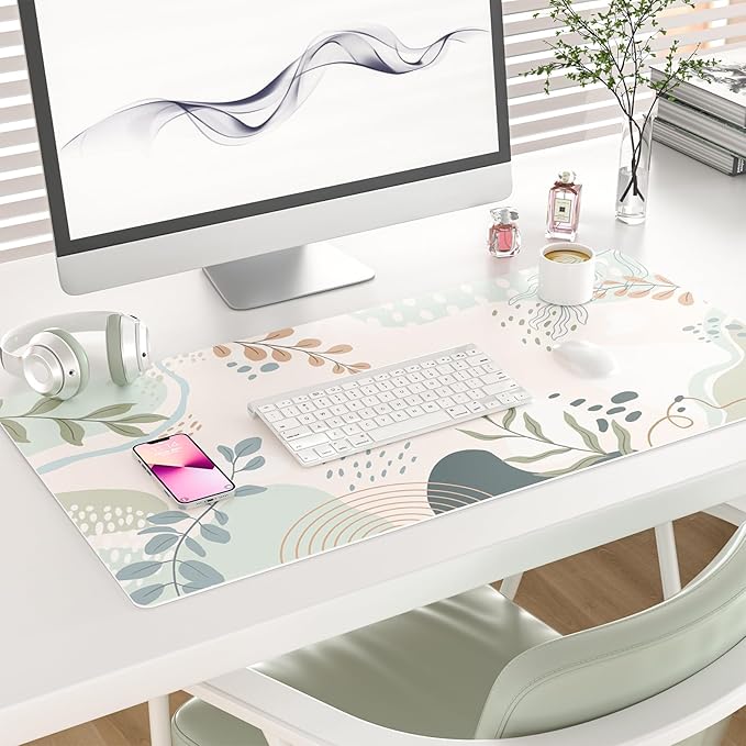 Colorful Star Large Mouse Pad, Green Pink Waterproof Desk Mat, Abstract Boho Double Sided Computer Gaming Mouse Pad, XXL Full Desk Mousepad Non Slip Desk Pad for School Office Home 31.5" x 15.7"