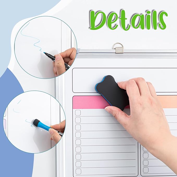 Lincia Magnetic to Do List Whiteboard for Wall, Weekly Dry Erase Board, Hanging Double-Side White Board Calendar for Planning Drawing Memo Home Office Kitchen (16" X 12",White)