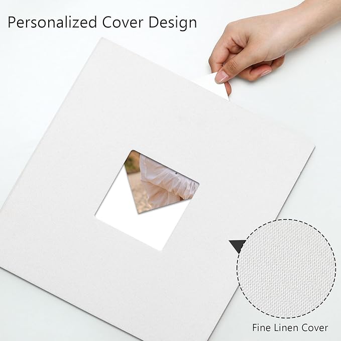 Vienrose Premium Scrapbook Photo Album with Writing Space 12"x12", DIY Scrapbook Album with 100 Pages, Large Photo Book for Baby Family Travel Vacation, White