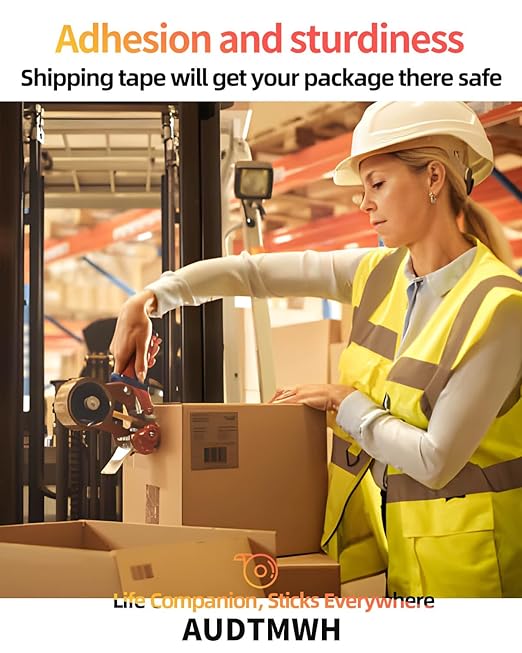 Packing Tape with Dispenser, Clear, Heavy Duty Packaging Tape Designed for Moving, Packing, Shipping and Mailing, 1.88" x 48 Yds, 2 Rolls w/1 Dispenser