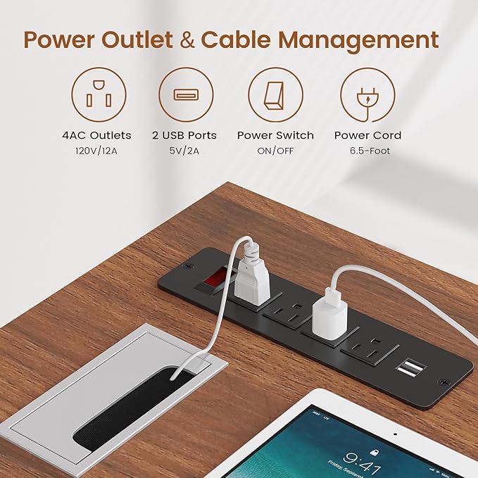 SEDETA 71" Executive Desk with Rolling File Cabinet, Large Office Desk with Drawers, L Shaped Computer Desk with Power Outlets, CPU Stand, Pegboard and Storage Shelves, Brown