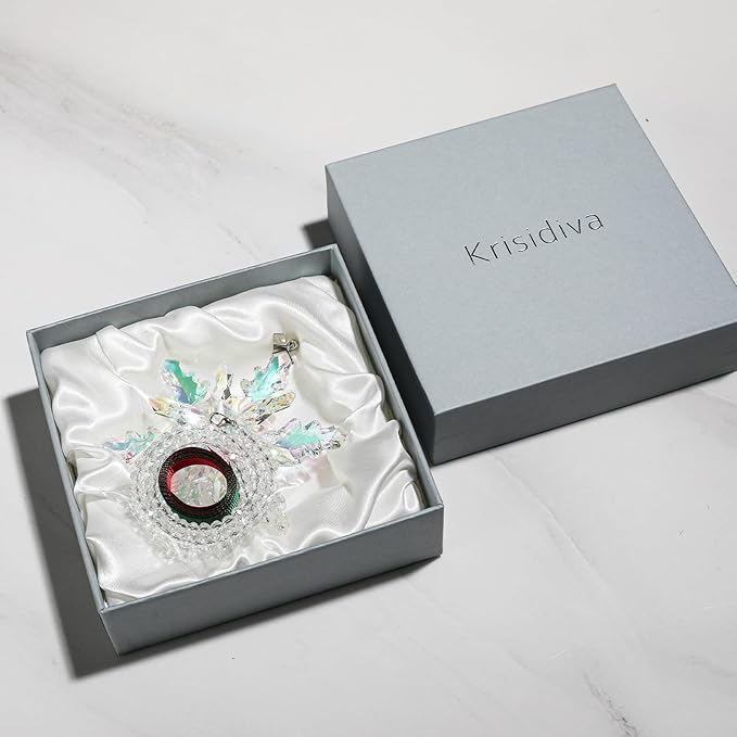 2024 Annual Edition Snowflake Crystal Christmas Ornaments,Christmas Tree Ornaments Crystal Sun Catcher Home Hanging Decor (2024Colorful)