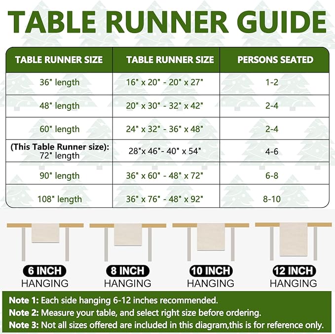 Christmas Table Runner 13x72 Inch, Xmas Trees Star Winter Holiday Decorative Farmhouse Table Decorations for Kitchen Dinning, Indoor Outdoor Dinner Party Decor (White) 1 Pack