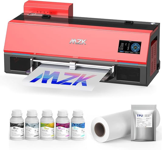 MZK A3 Plus DTF Printer XP600 Doubled-Speed,13+" DTF Film,Built-in Holiday Automatic Timed Cleaning Printhead,LED Multi-Function Fouch Screen,Film Cutter,White Ink Circulation,Gift Ink 2 Year