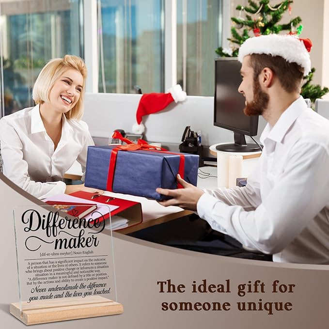 Inspirational Gifts for Coworker, Difference Maker Definition Acrylic Plaque Sign, Thank you Gifts, Therapist Gifts for Boss, Leader, Employee, Manager and Mentor, Office Home Decor for Desk