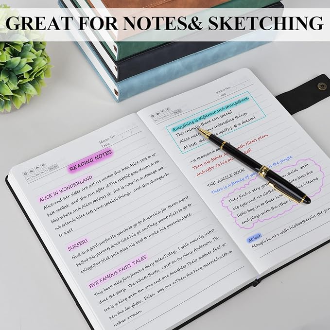 365 Page Thick Lined Journal Notebook for Men Women, B5 Large Leather Journals for Writing, Hardcover Notebooks for Work, School, Note Taking, Business, Travel Diary, College Ruled 7.6" x 10"