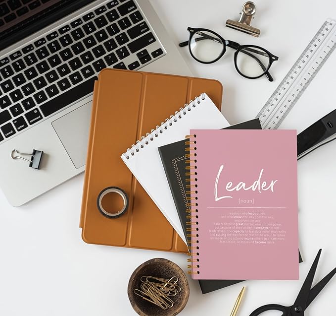 OXW Pink Meeting Notebooks for Work, Leadership Gifts Office Work Notebook Journal for Writing Note Taking, Thank You Appreciation Gifts for Women Men Leader Mentor Boss Manager Principal, 5.5"x8.3"