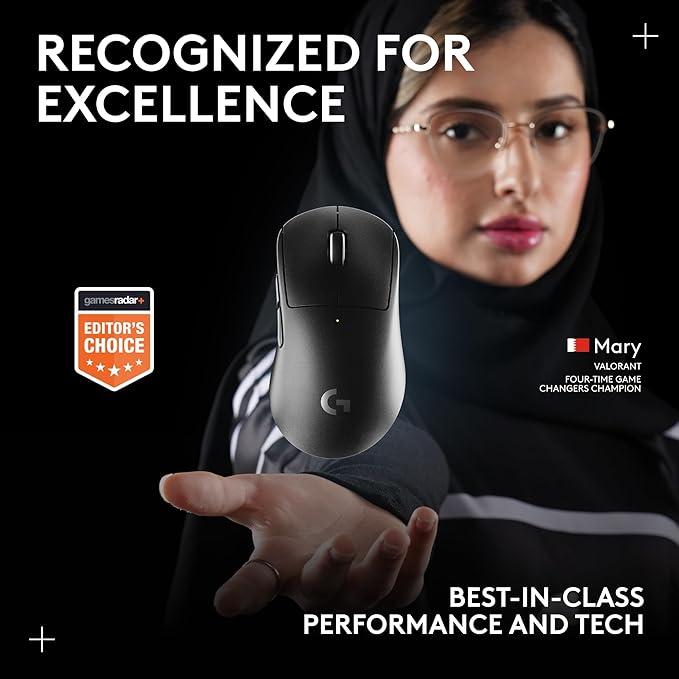 Logitech G PRO X Superlight 2 DEX Wireless Gaming Mouse, 60g pro-Grade Right-Handed Mouse with 5 programmable Buttons, USB-C Charging, 44k DPI Sensor, up to 8 kHz Polling for PC/Mac - Black