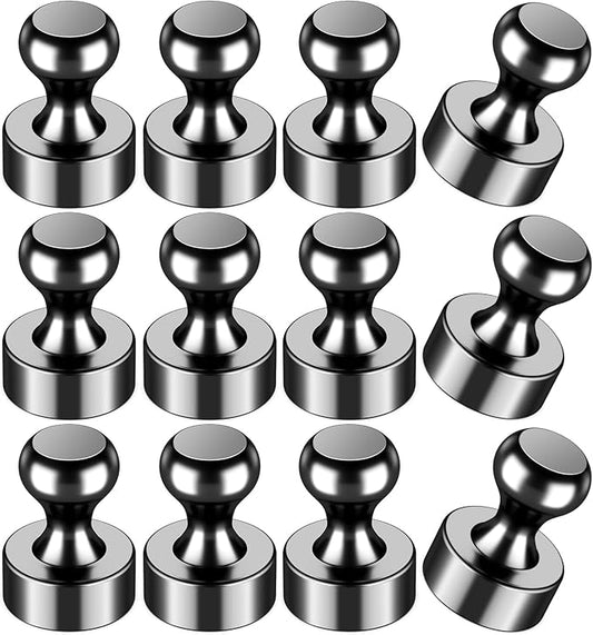 VNDUEEY 12Pcs Black Fridge Magnets, Whiteboard Magnets Refrigerator Magnet, Small Strong Magnet for Whiteboard, Office, Classroom, Kitchen