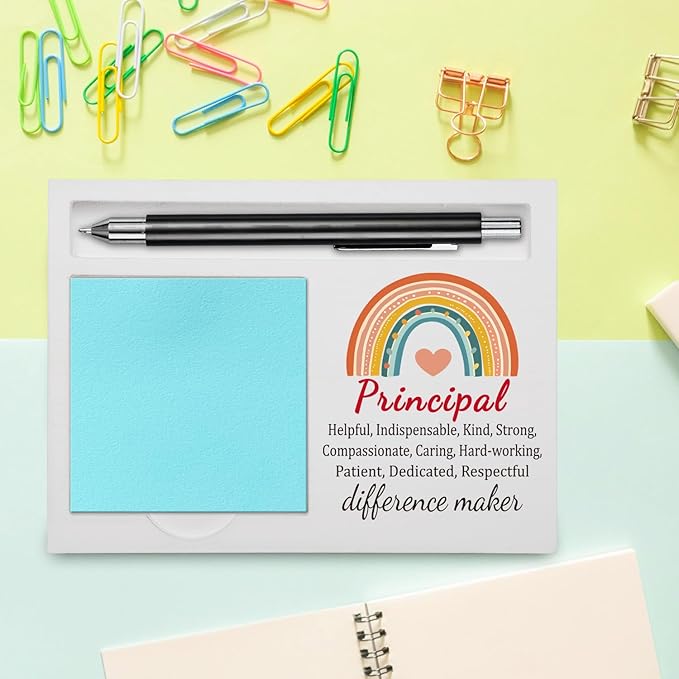 Principal Office Supplies Sticky Note Holder Decor, Principal Appreciation Thank You Gifts for Women Men Self-Stick Note Pad Holders YBB08