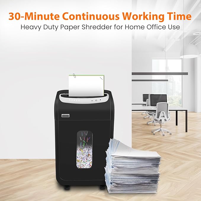Paper Shredder for Home Office Heavy Duty with 60 Mins Running with US Patented Cutter,Shred CD/Card with Extra Large Bin,AUTO Jam Proof(ETL) (25-Sheet Cross Cut)