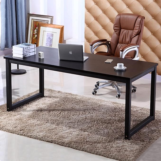 NSdirectModern Computer Desk 63 inch Large Office Desk Writing Study Table for Home Office Desk Workstation Wide Metal Sturdy Frame Thicker Steel Legs, Black.