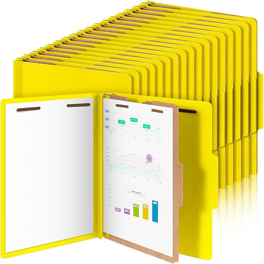 Skyygemm 72 Pcs Classification Folders Letter Size, 1 Divider Pressboard File Folder with Fasteners, Expanding File Organizer Bulk for Teachers, Clergy, Office, Church, Christmas Donations (Yellow)