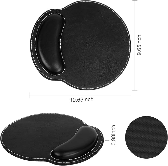 RICHEN Ergonomic PU Leather Keyboard Wrist Rest and Mouse Pad with Wrist Support, Memory Foam Set for Computer/Laptop,Gaming and Office, Comfortable for Easy Typing & Pain Relief (PU Black)