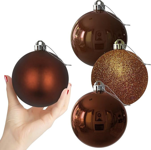 Bronze 4.0" Large Christmas Balls - Christmas Tree Decoration Ornaments Shatterproof Hanging Balls for Birthday Halloween Holiday Wedding Decorations Set of 4pcs
