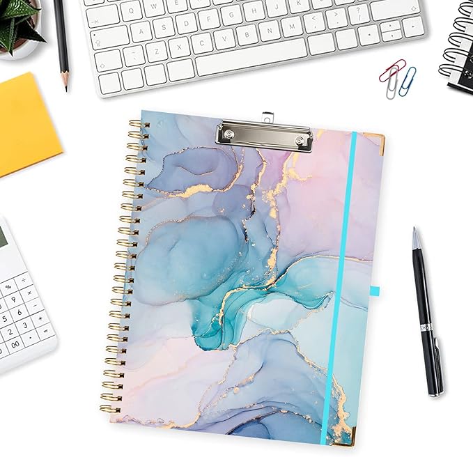 Lateefah Clipboard with Storage, File Folders with Pockets, Nursing Clipboard with Label Stickers and Notepad, Spiral Clip Board with Pen Loop for School, Office Supplies