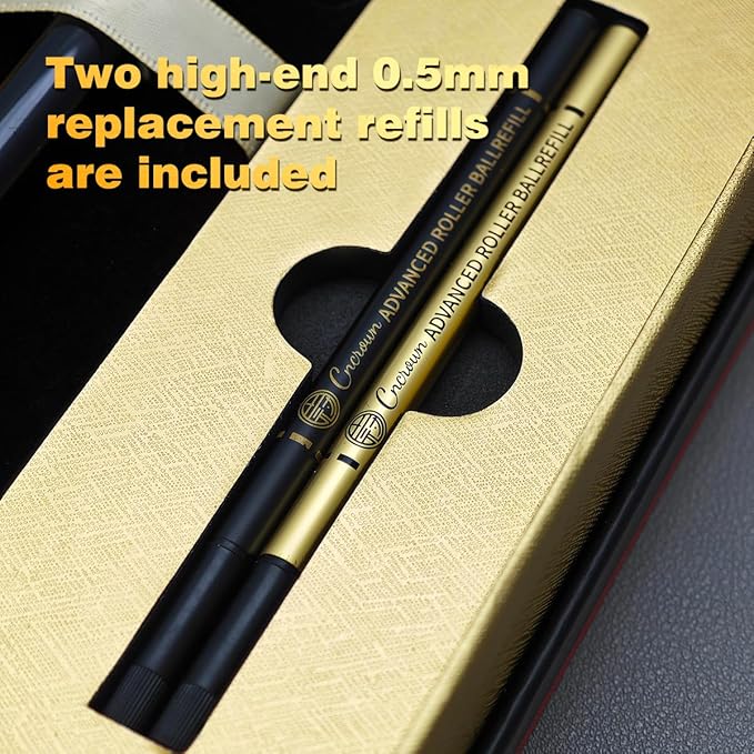 Luxury Ballpoint Pen, 24k Gold Trim, Best Rollerball Pen Gift Set for Men and Women, Perfect for Signature Executive Office, Beautiful Pen Gift Box, Writing and Drawing (Black)