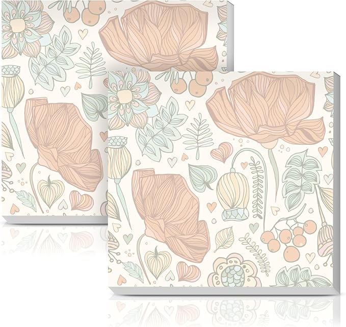 Sticky Notes 3x3 Inches, 2 Pads Cute Colorful Self-Stick Note Pads, Easy to Post for Home, Office and Daily Life Organization Boho Floral