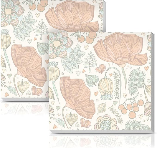 Sticky Notes 3x3 Inches, 2 Pads Cute Colorful Self-Stick Note Pads, Easy to Post for Home, Office and Daily Life Organization Boho Floral