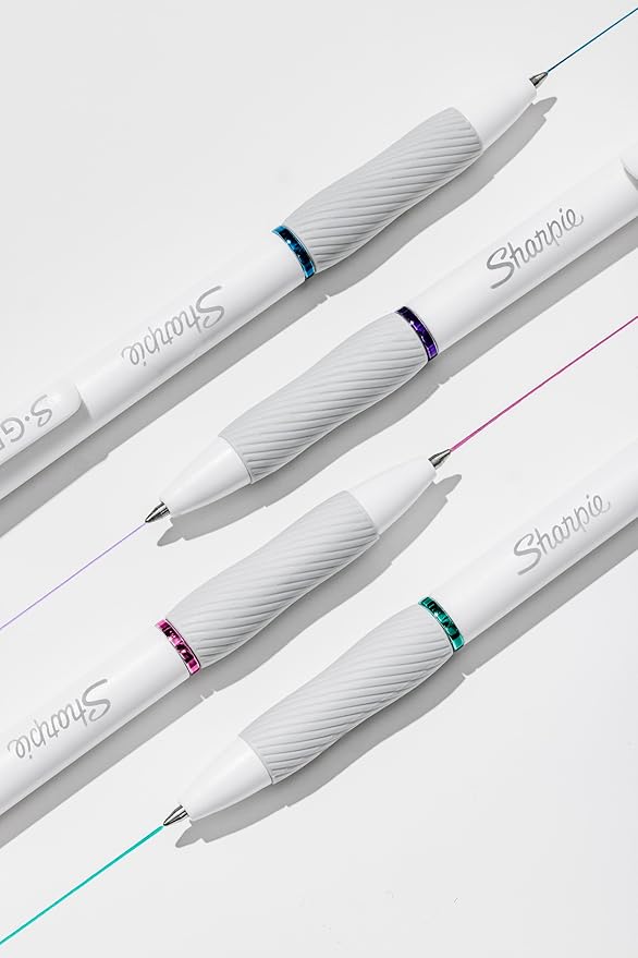 Sharpie S-Gel | Gel Pens for Writing | Medium Point (0.7mm) | Assorted Ink Colours | White Pearl Barrels | 8 Count