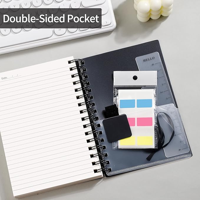 AHGXG Spiral Notebook College Ruled - Spiral Journal A5 Smal Notebooks for Work, 100GSM Thick Paper, Plastic Hardcover, for Office School Writing Notes,5.7" x 8.3", Black