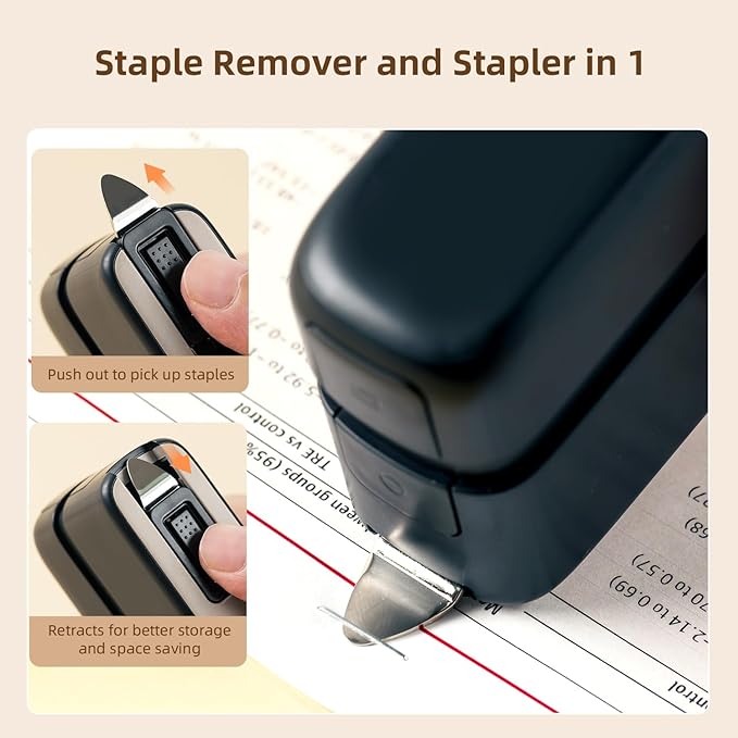 deli Stapler, Desktop Staplers with Integrated Staple Remover, 45 Sheet Capacity Office Stapler, 2 Pack, Black