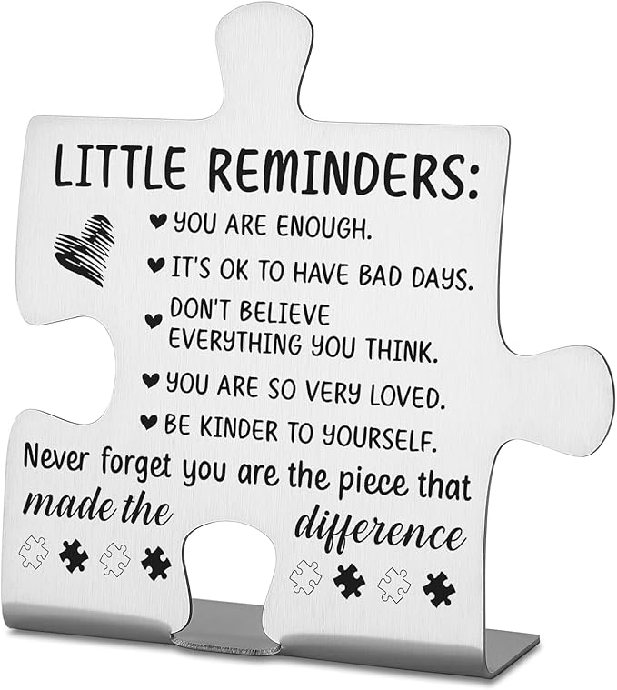 Inspirational Desk Decor Gifts, Mental Health Encouragement Appreciation Gifts for Coworkers, Little Reminders Desk Sign, Positive Gifts for Women, Motivational Decorative Signs Plaques WDD11