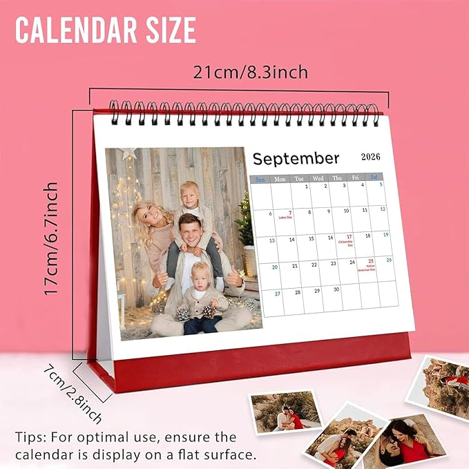 Custom Calendar 2026 for Home & Office - Print Your 13 Memories,Make Your Own Personalized Calendar Customized Christmas Gift &use your photo (Desk Calendar 8.3'' x 6.7'', 3 Packs)