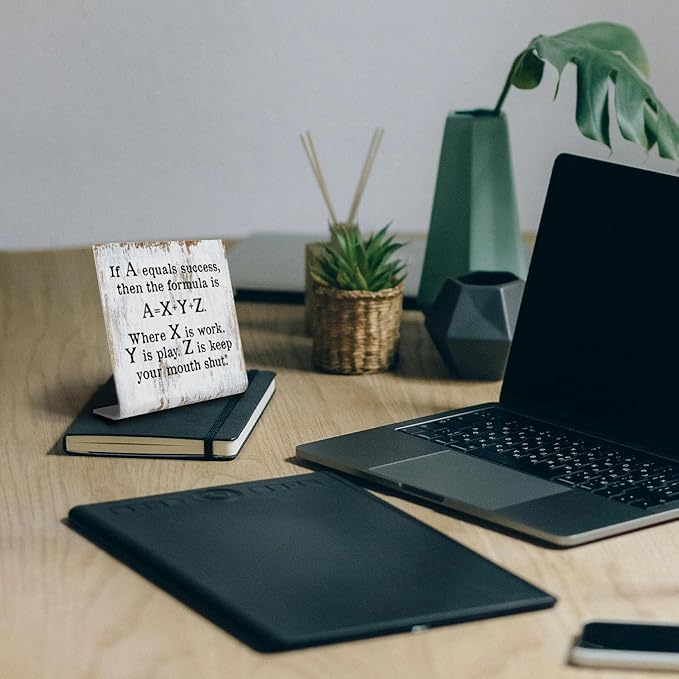 Funny Desk Signs for Work Office, If A Equals Success Signs, Work Office Decor for Women Men,Office Desk for Colleague Coworker Work bestie Friend, Office Humor Decor Sign Plaque XB285