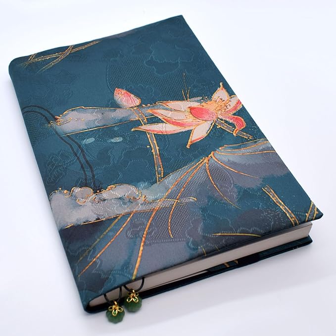 BLBMH 5.5x8.5 inch Book Cover for Paperbacks- Adjustable Fabric Book Sleeve Cover Protector Hardcover Softcover Book Novels Notebook Bible - Lotus B