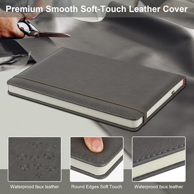 ZCZN 6 Pack Lined Journal Notebooks, 192 Pages A5 Hardcover Leather Journals for Work,Writing,School & Travel, College Ruled Journaling Notebooks for Notes Taking,Diary Notepad (Light Green*6)