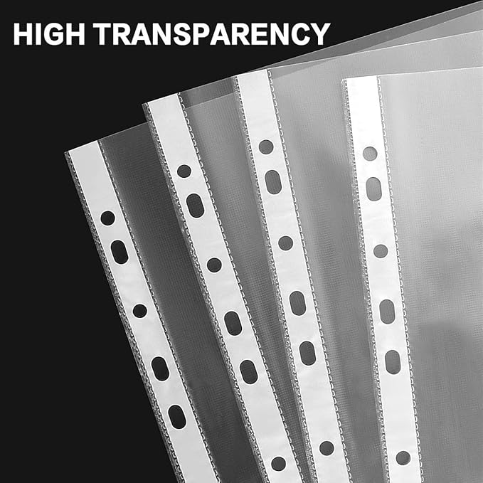 Sheet Protectors, HERKKA 800 Pack Heavy Duty Clear Plastic Page Protectors Sheet Reinforced 11-Hole Fit for 3 Ring Binder Fits Standard 8.5 x 11 Paper, 9.25 x 11.25 Top Loaded, Acid Free