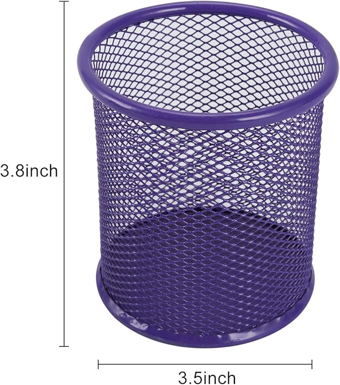 EasyPAG Round Mesh Pencil Holder 2 Pack Pen Holders Desk Pen Cups Organizer for Home, School Office, Purple
