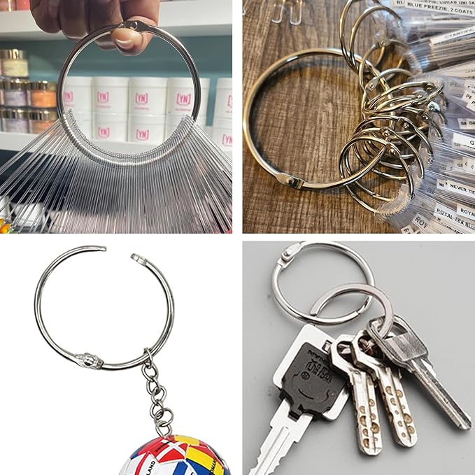 3 Inch Loose Leaf Binder Rings (36 Pack), Nickel Plated Metal Book Rings for Index Cards, Documents, Keychains, DIY Crafts, Office, School, and Home Supplies (3-inch)