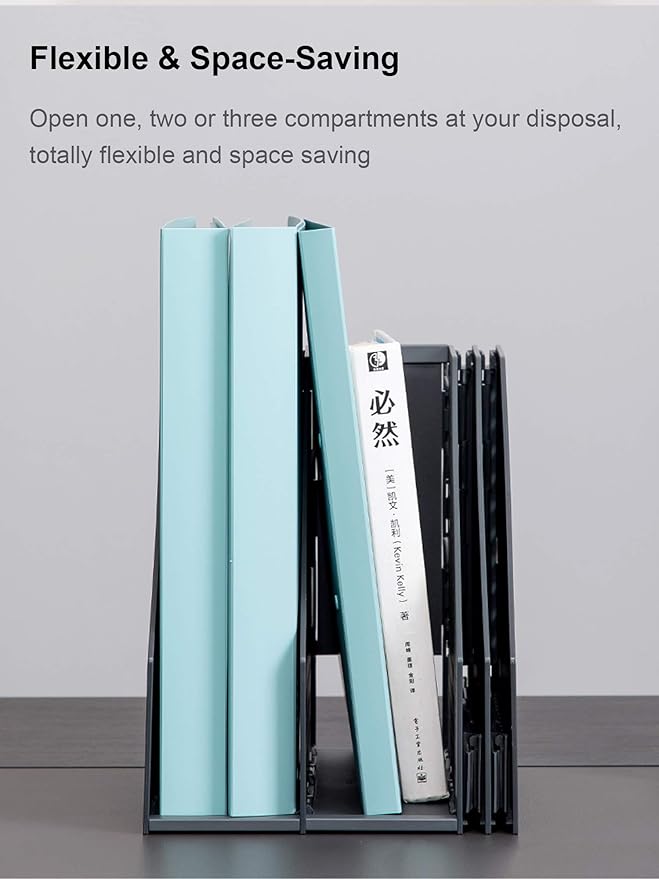 Leven Collapsible Magazine File Holder/Desk Organizer for Office Organization and Storage with 4 Vertical Compartments
