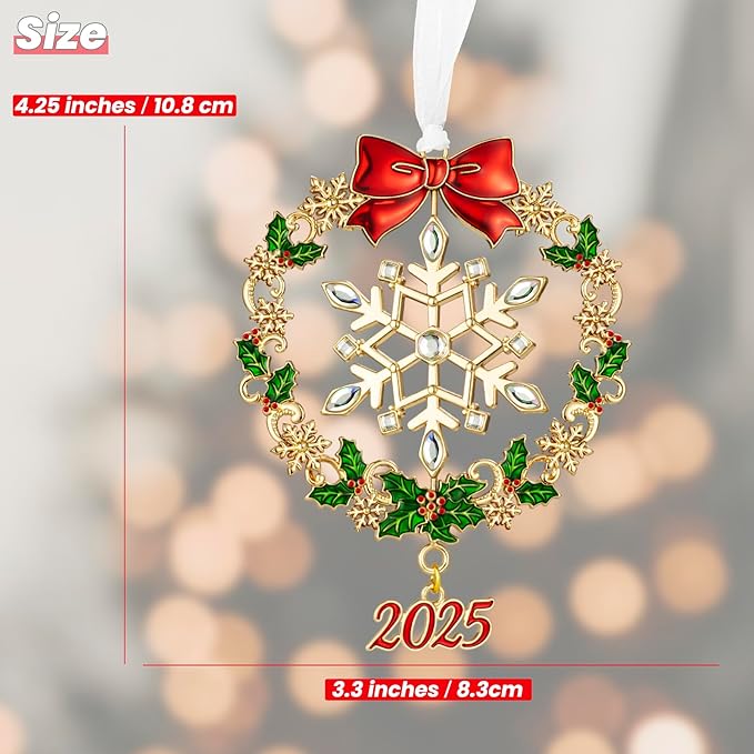 Christmas Tree - 2025 Rotation Snowflake Hanging Ornaments Pendant of Car Charm Holiday Keepsake Gift Home Decor (Snowflake Gold)