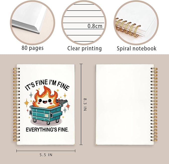 Dumpster Fire Gifts, Funny Dumpster Fire Notebook Journalfor Women & Men, 160 Pages, Hardcover Notebook for Work & Note Taking, Funny Gifts for Coworkers & Friends 5.5x8.3 Inch