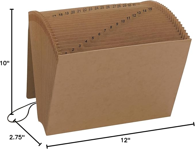 Smead Expanding File with Flap and Cord Closure, 31 Pockets, Daily (1-31), Letter Size, Kraft (70168) (Pack of 1)