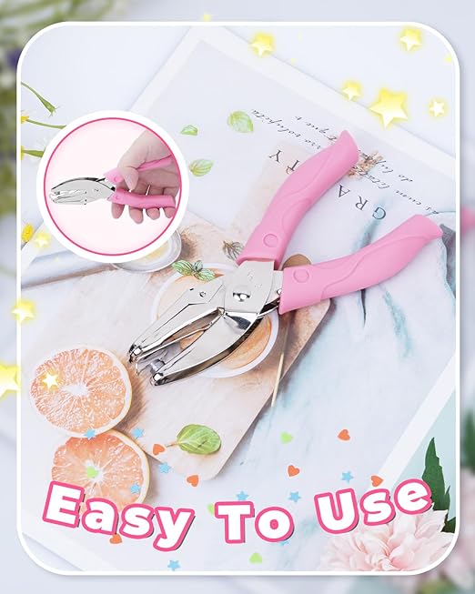 UCEC Star Shape Single Paper Hole Punch, Star-Shape Handheld Hole Paper Puncher, 1 Pack 1/4" Metal Single Mini Hole Papers Punch with Soft-Handled for DIY Craft Tags Clothing Ticket