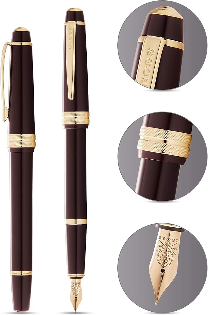 Cross Bailey Light Polished Burgundy Resin and Gold Tone Extra Fine Nib Fountain Pen