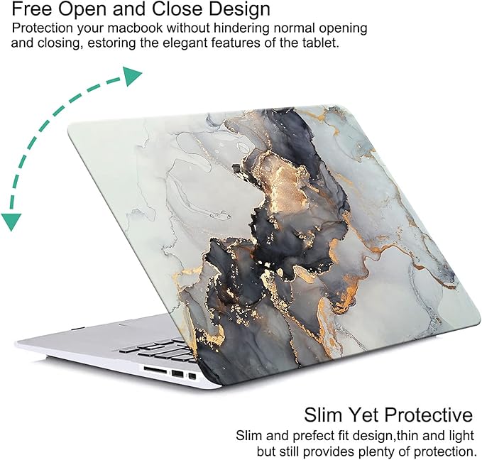 KEROM Compatible with MacBook Air 15 inch Case 2025 2024 2023 M4 M3 M2 A3241 A3114 A2941, Protective Plastic Hard Shell & Keyboard Cover for Mac Air 15 inch Case M4 M3 M2, Has Logo Cutout, Blue Gold