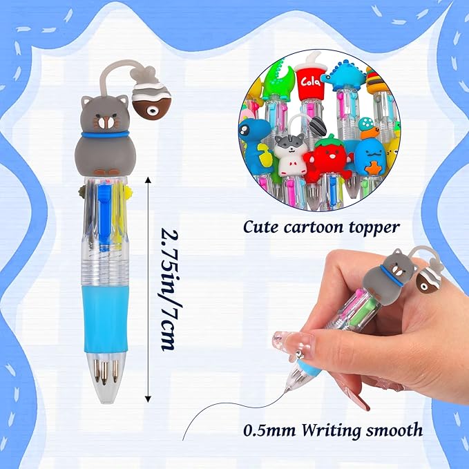 CZWZ 50Pcs Mini Multicolor Pens in One 4-in-1 Cute Pens Bulk for Kids, Ballpoint Pen for Birthdays and Children's Parties, Fun Pen Gifts Assorted Ink Kawaii Pen