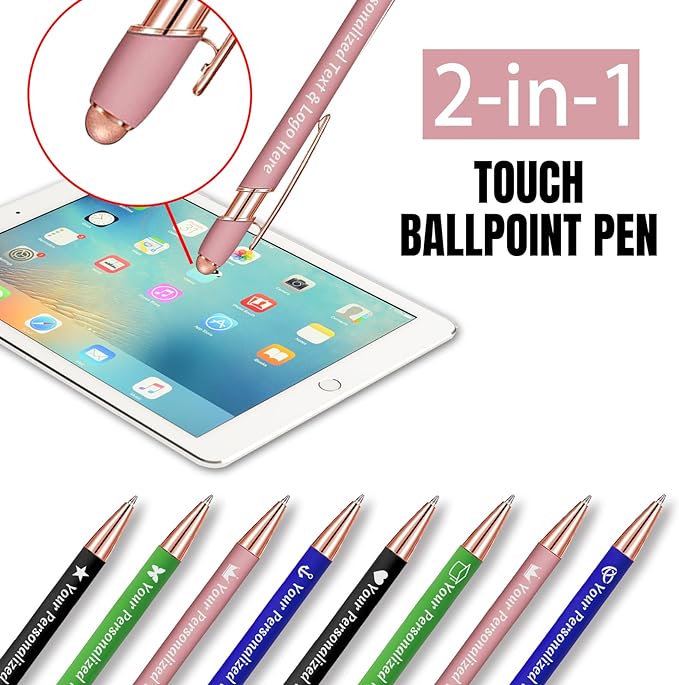 STREADVE 500 Personalized Custom Pens Engraved Writing Pen with Name Logo, Customized Promotional Items Stylus Pen Gifts for Men Women Realtor Nurse Wedding Business, Blue