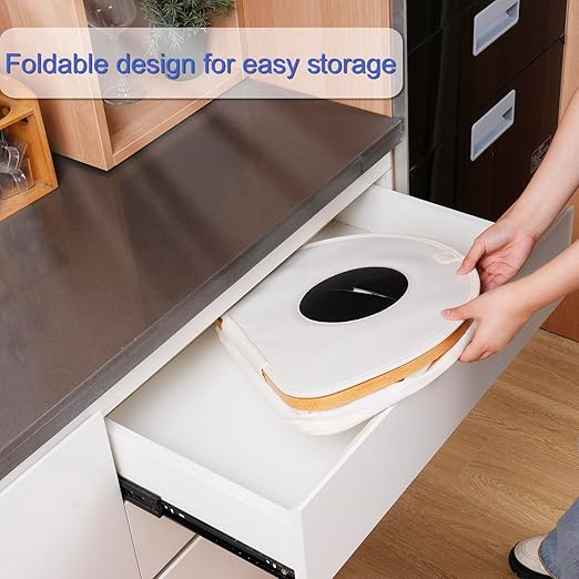 Efluky Recycling Bin 100L, 26 Gallon, Beige, D-Shaped, Oxford Fabric, 17.32"L x 12.9"W x 11.46"H, 2 Removable Inner Bags, Lightweight, Open-Top, Cycling, Kitchen