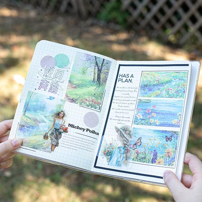 Spring Scenery Scrapbook Paper Set, 180 PCS Landscape Craft Paper Kit for Journaling, Scrapbooking, DIY Crafts, and Art Supplies